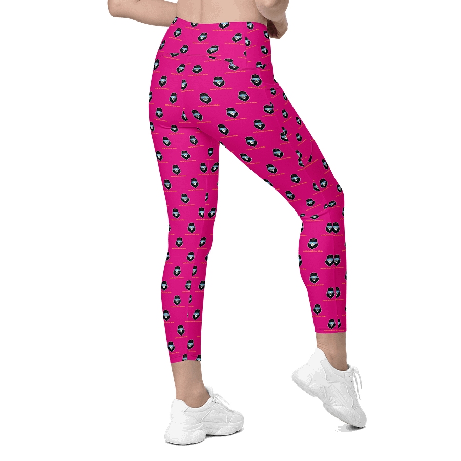 Synthsquatch Fitness Bigfoot Monogram Logo All-Over Print Crossover Leggings With Pockets (Neon Pink) product image (8)