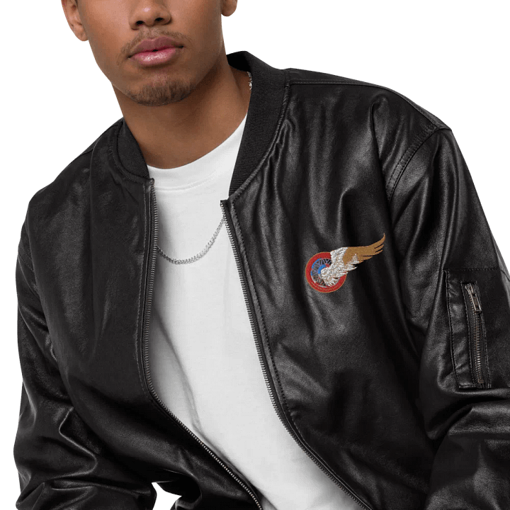 Winged Rider Faux Leather Bomber Jacket product image (2)