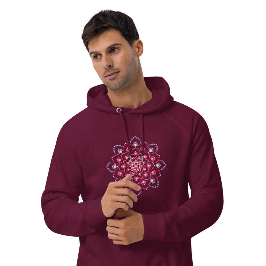 Purple and Pink Dot Mandala Unisex Eco Hoodie product image (4)