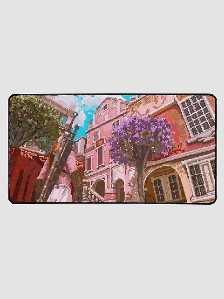 "Geralt and the Pink House" Desk Mat product image (1)