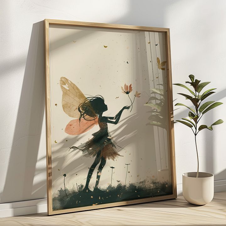 Watercolor Fairy Illustration Whimsical Nursery Art Print product image (1)