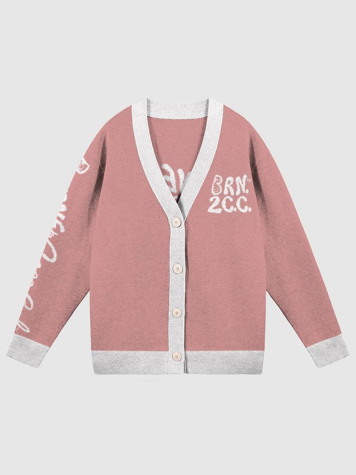 The Cape Cozy Cardigan | BOURNE to Cape Cod™ Unisex Knit Sweater | Coastal Classic Fit | Colors: Coral & White Trim product image (1)