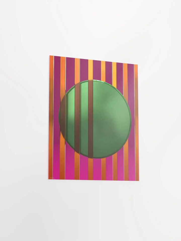 Minimalist 3D Digital Art | Orange Lines Green Circle on Pink Background product image (1)