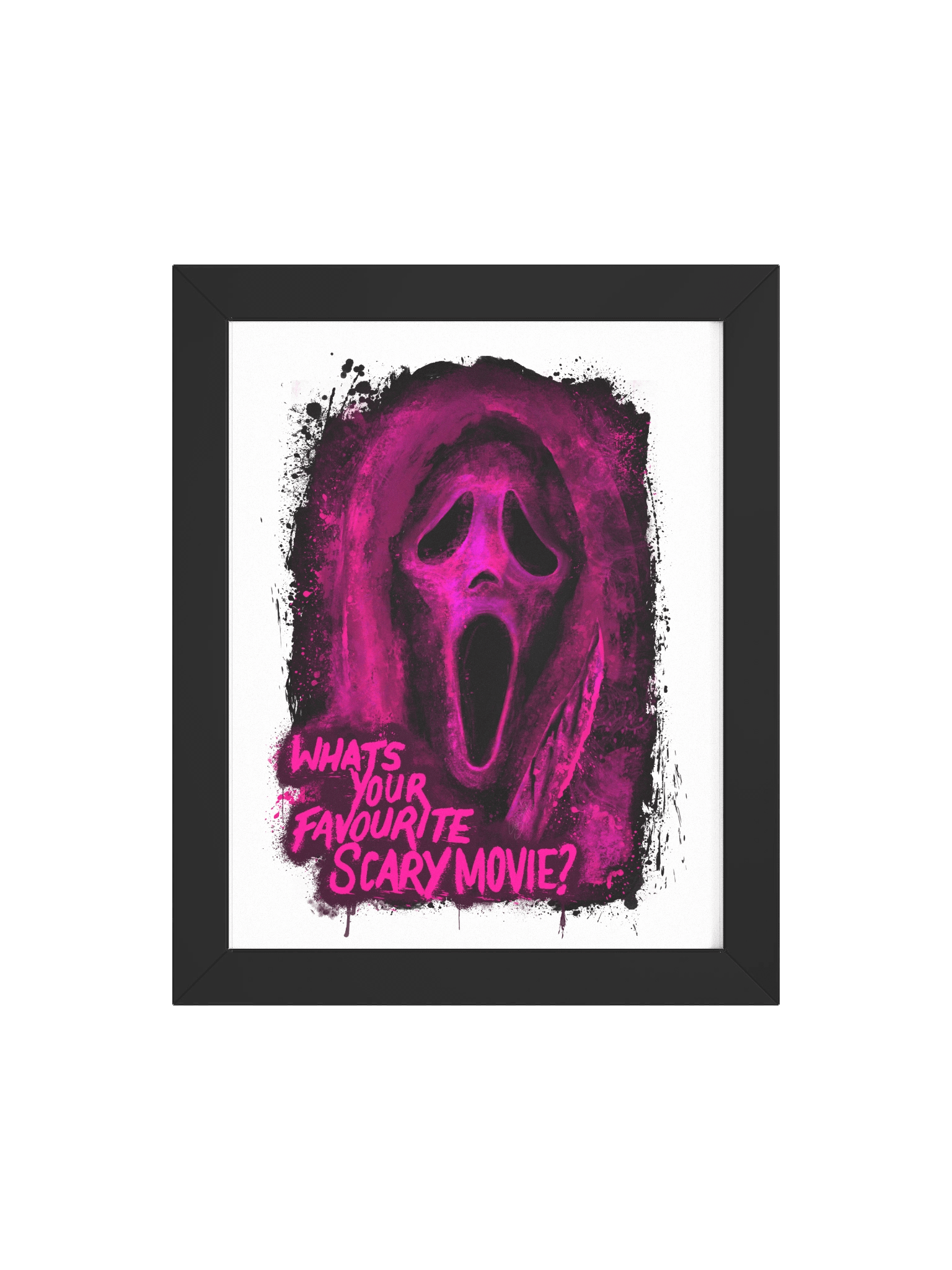 WHITE Framed Ghost Face Print (Pink) product image (4)