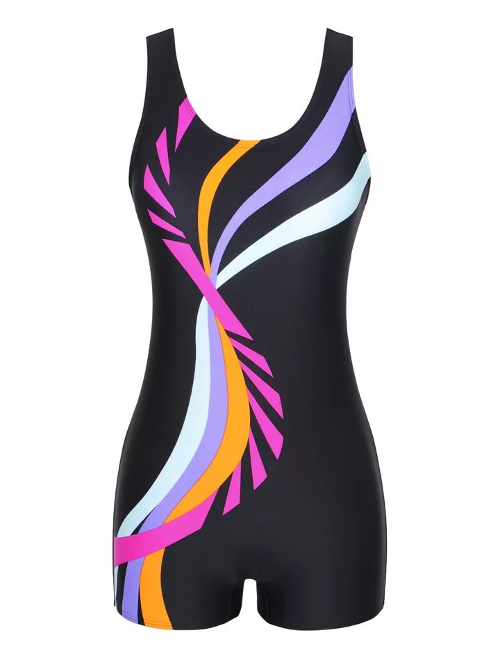 New Digital PWomen Boyleg One Piece Swimsuit Sleeveless Rash Guard Athletic Surfing Swimwearroduct product image (3)
