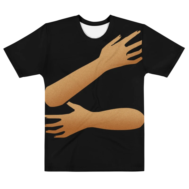 Back Hug T-Shirt (black shirt / brown skin tone) product image (1)