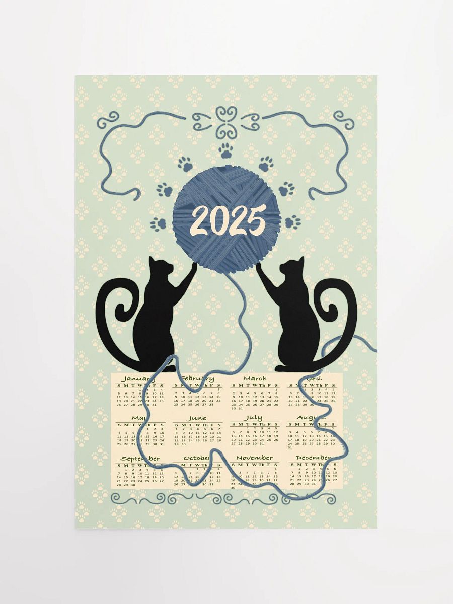 "Cat’s At Play" 2025 Calendar Poster – Green product image (4)