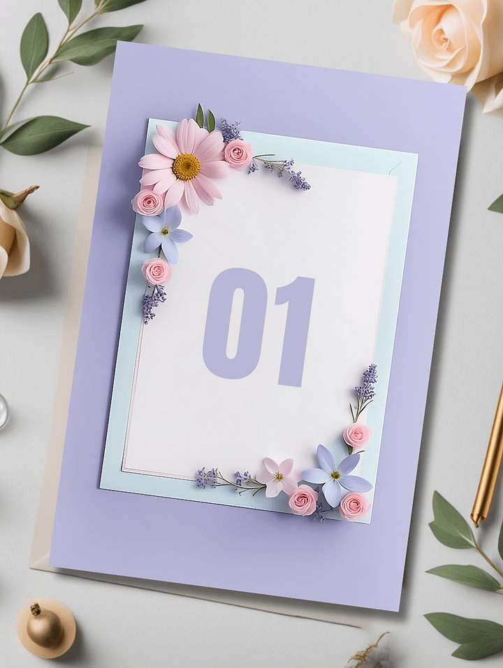 Floral Table Number Card - Dizynai (DTN-11) product image (1)
