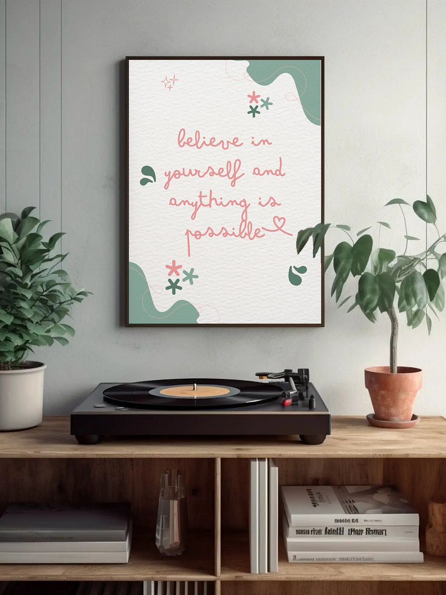 Inspirational Quote Wall Art - 'Believe in Yourself' Motivational Poster, Minimalist Home Decor, Positive Affirmation Print Gift Present product image (4)
