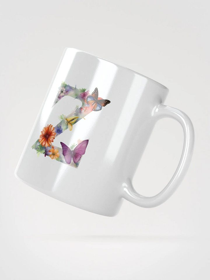 Letter Z Monogram Floral Fantasy White Glossy Mug product image (5)