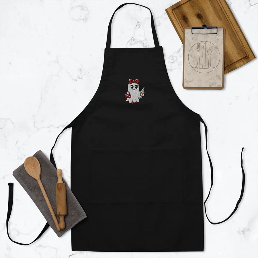 Stylish Ghost Embroidered Cooking Apron product image (12)