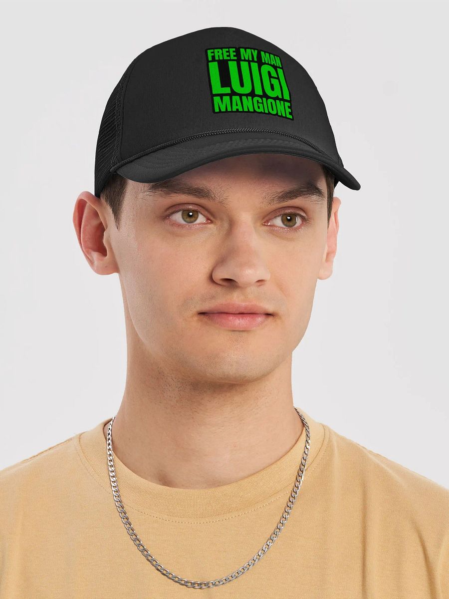 FREE MY MAN LUIGI MANGIONE Foam Trucker Hat product image (1)
