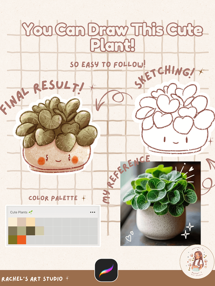 Color Palette - How to Draw a Cute Plant in Procreate ✨🌱| Easy Step-by-Step Tutorial for Beginners product image (1)