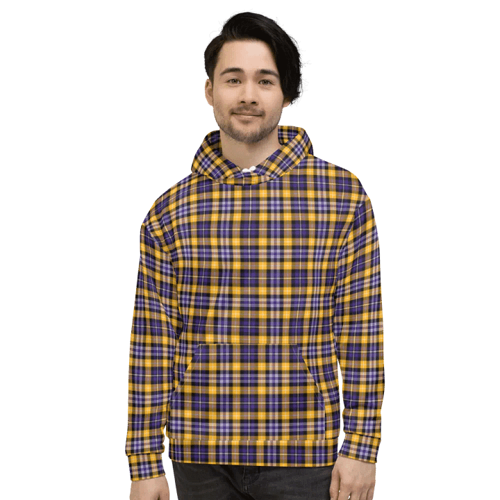 Purple and Yellow Gold Sporty Plaid Hoodie product image (2)