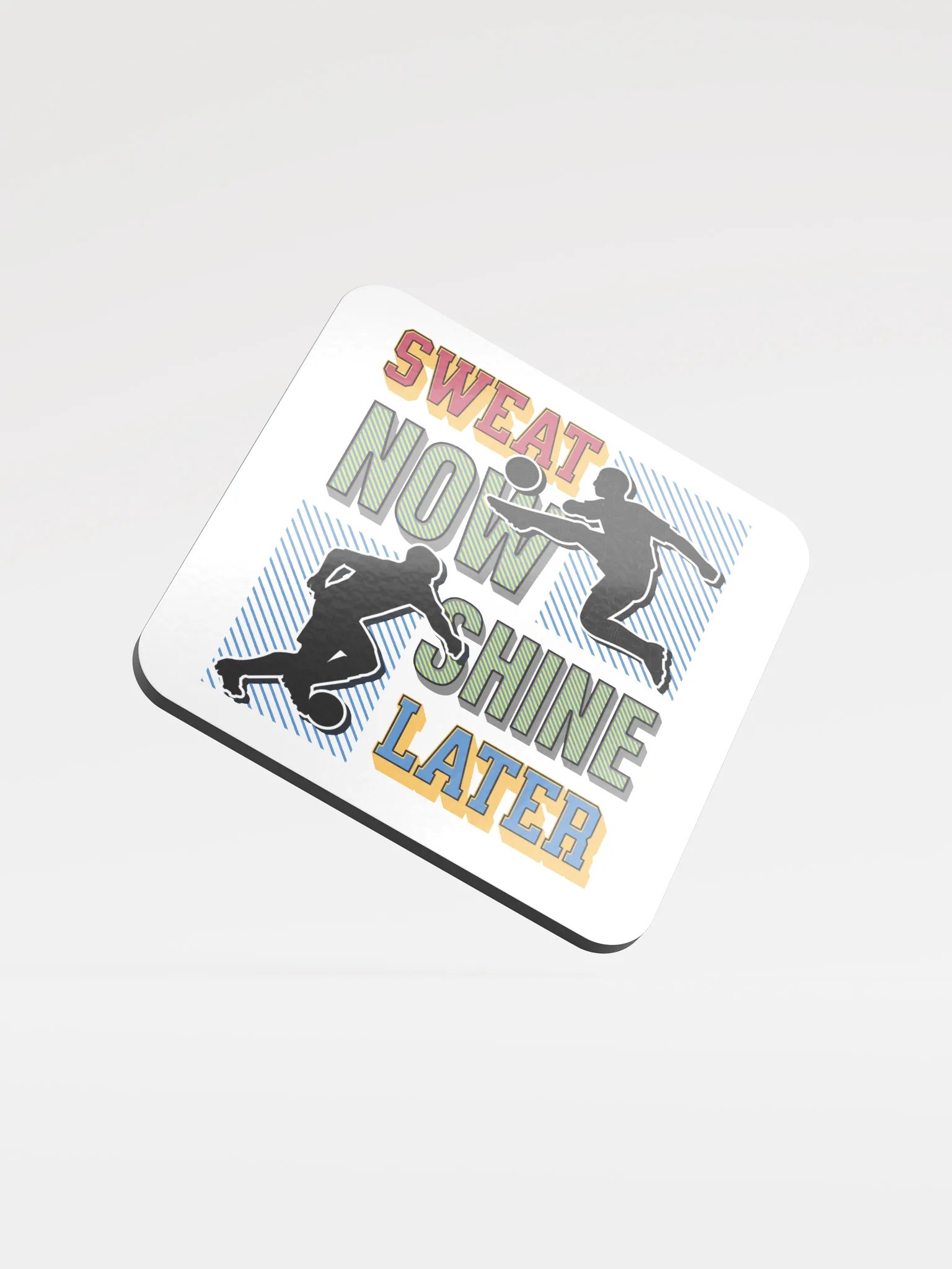 Sweat Now Shine Later Soccer Silhouette Cork Coaster Set product image (2)
