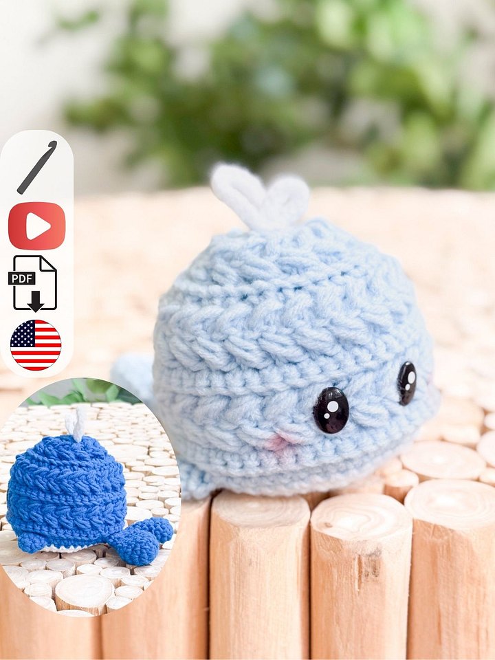 Easy Crochet Whale Pattern | No-Sew Amigurumi Using the Wheat Stitch product image (1)