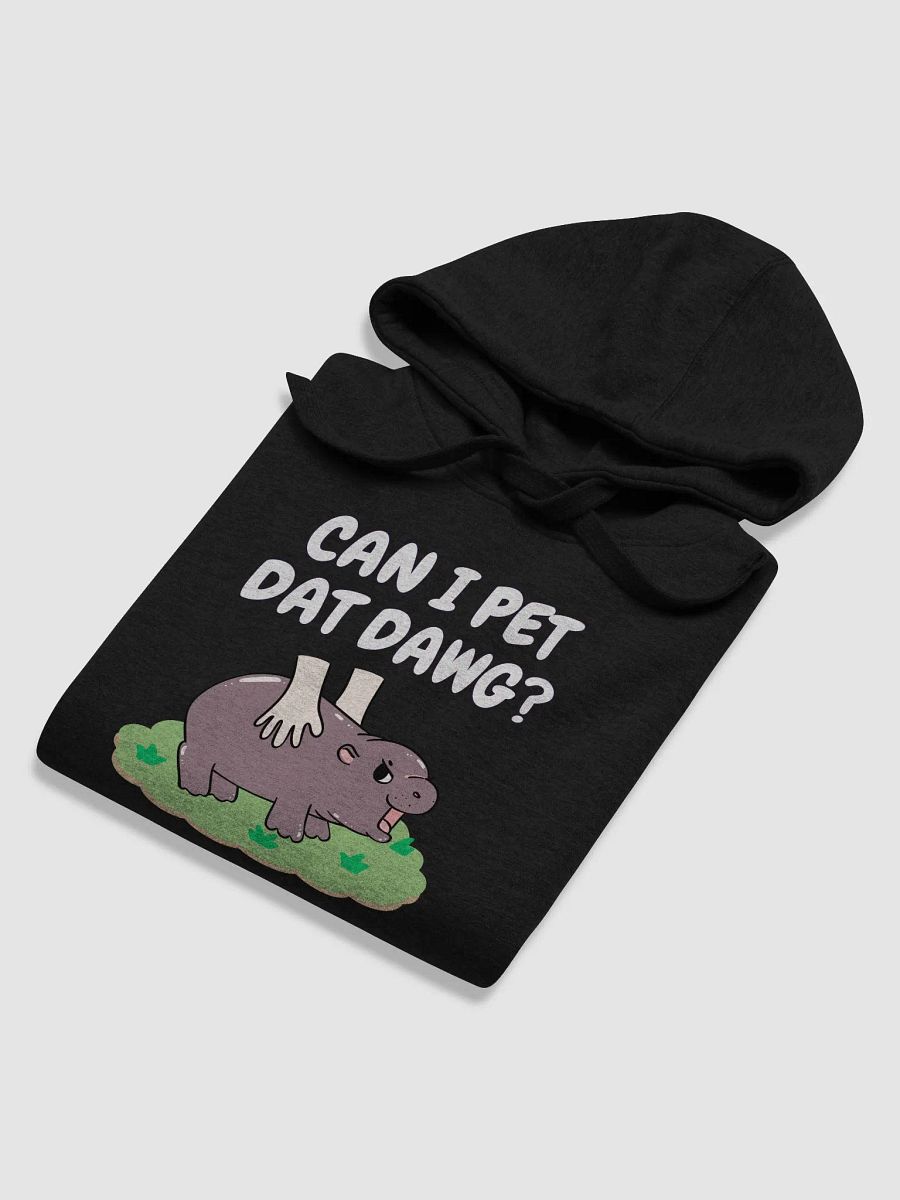 MOODENG'S CAN I PET DAT DAWG? DARK PREMIUM HOODIE! product image (6)