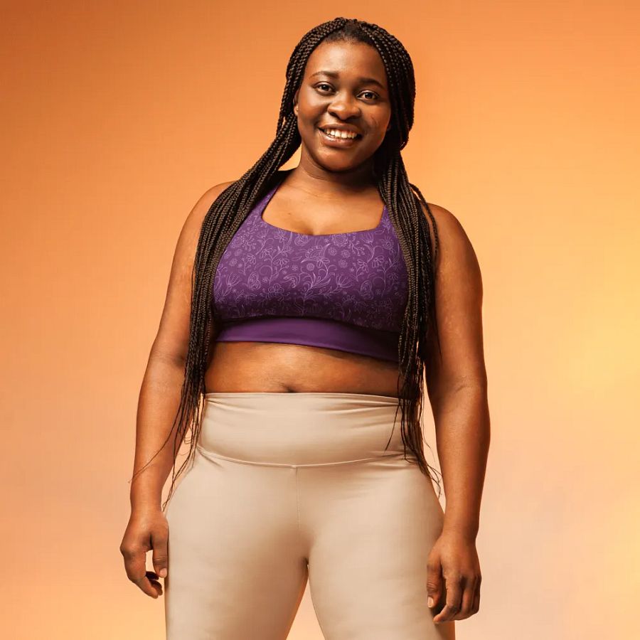 Dark Purple Floral Women's Sports Bra product image (8)