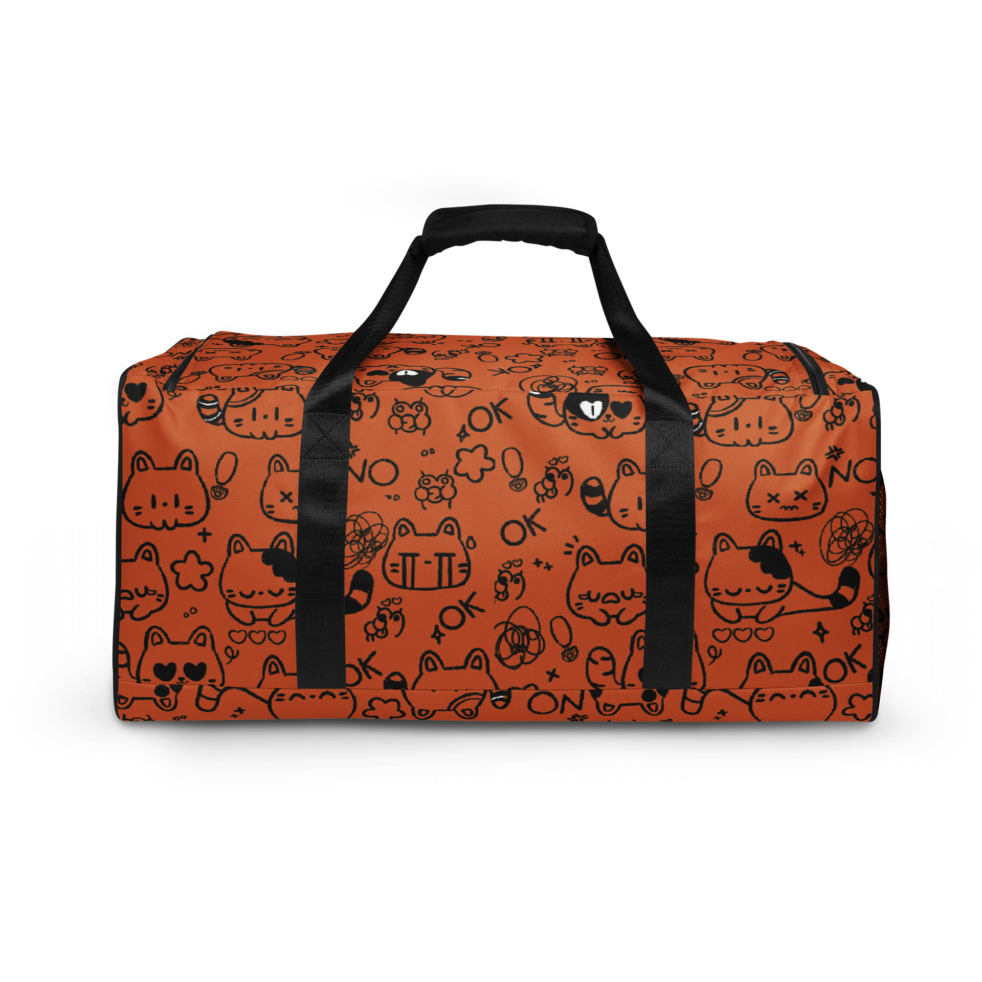 Cute Cat Doodles - Orange Duffle Bag product image (5)