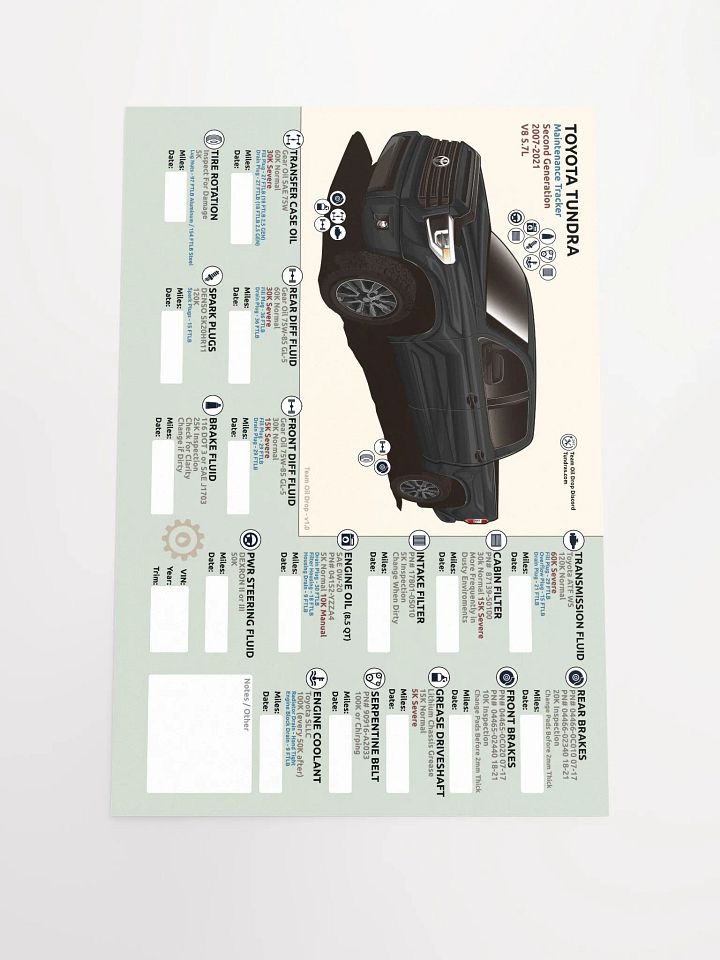 2nd Gen Tundra Maintenance Tracker - Black product image (2)