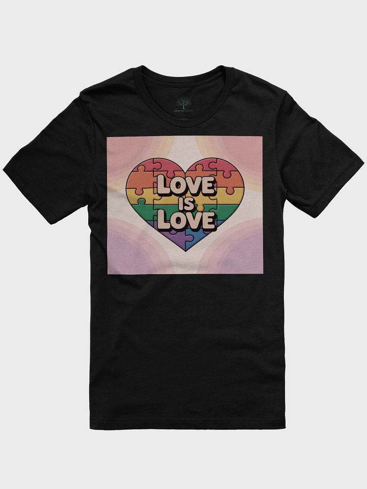 Exclusive 'Love is Love' Rainbow Puzzle Heart Pride Unisex T-Shirt - TDS Music product image (3)