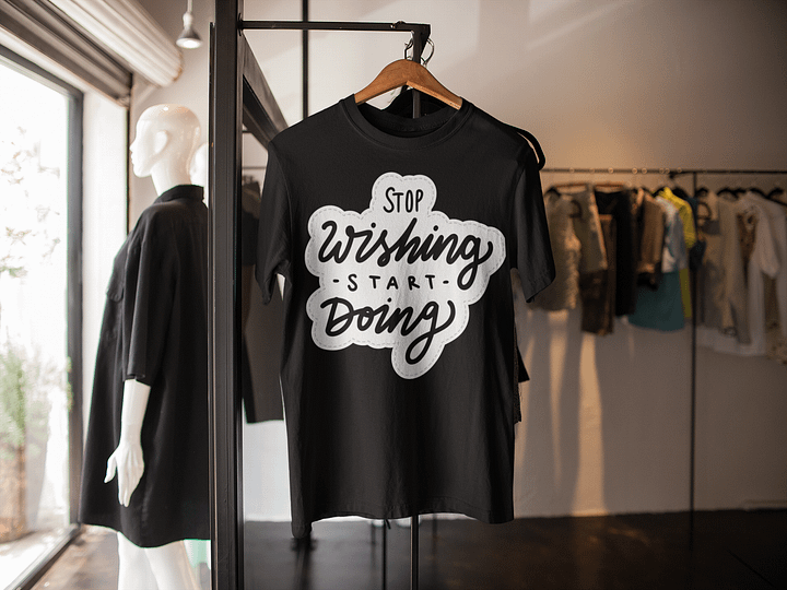 Stop Wishing Start Doing Black Unisex T-Shirt product image (2)