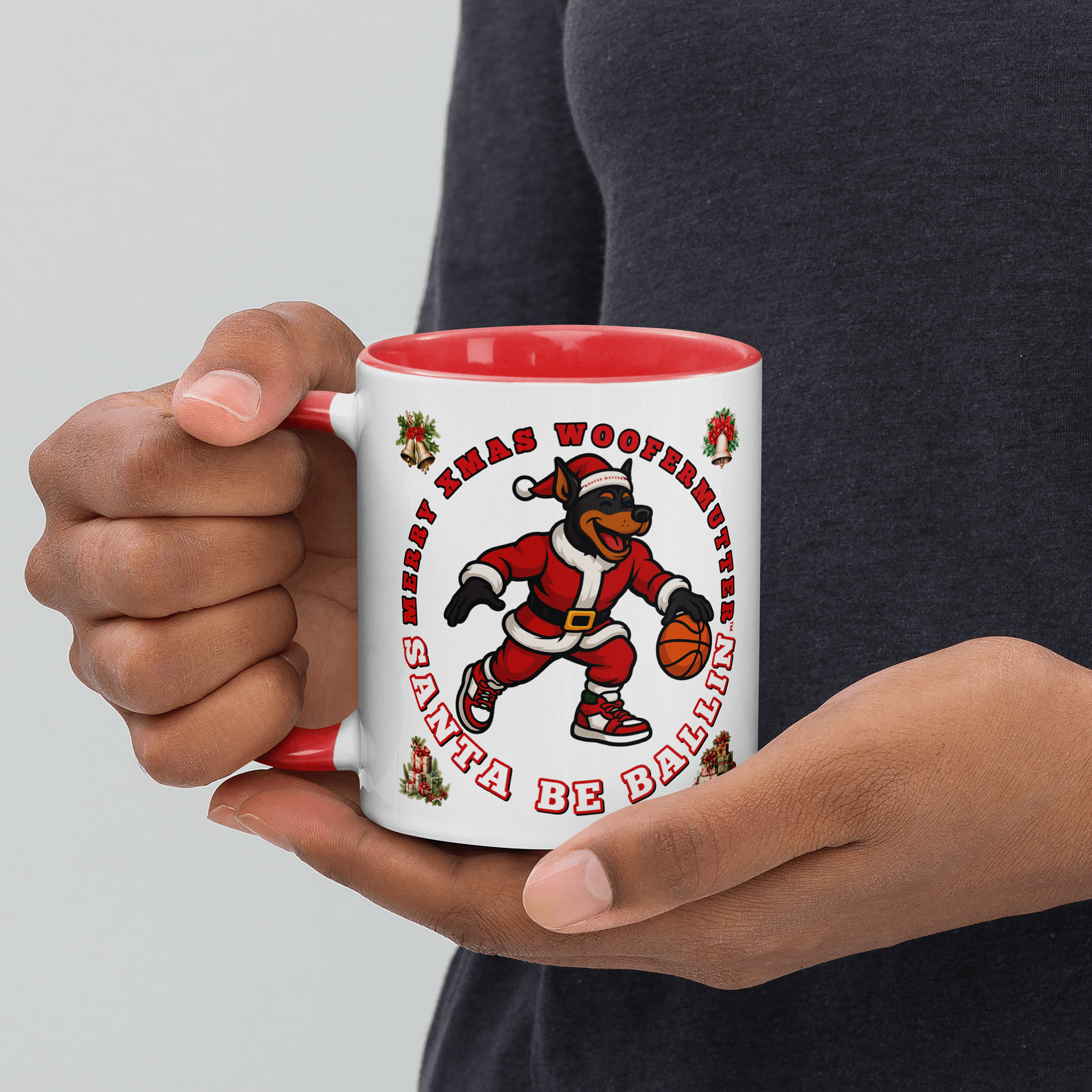 WooferMutter™ Santa Be Ballin Xmas Mug - Doberman product image (8)