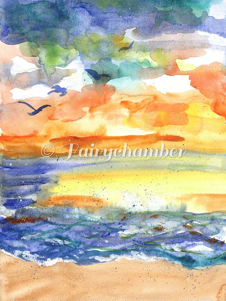 Playful Sea Original Watercolor Painting product image (1)