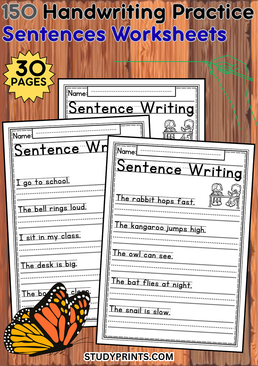 Sentence Writing Worksheets for Kids | Printable PDF product image (1)
