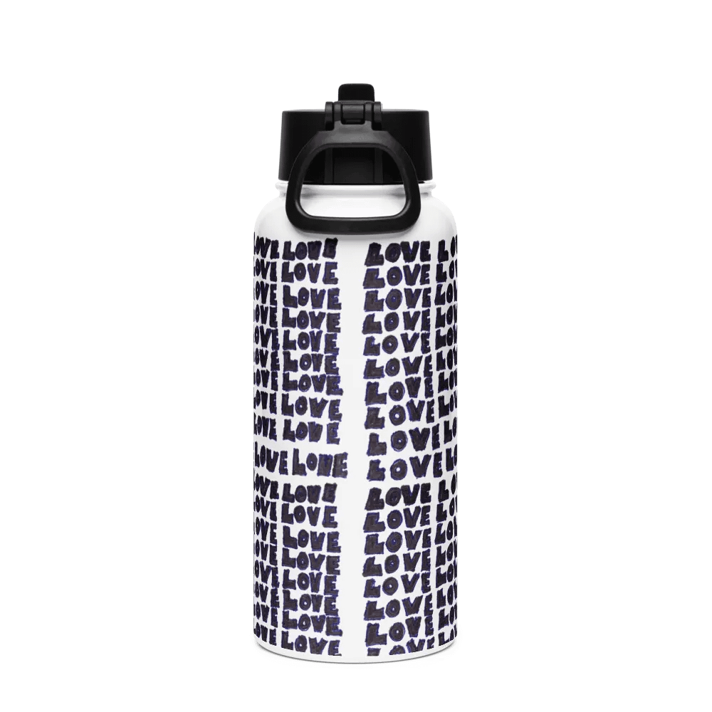 Love Stainless Steel Water Bottle with a Straw Lid in White product image (2)