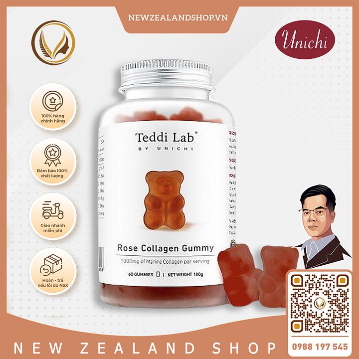 Kẹo dẻo collagen hoa hồng Unichi Rose Collagen Gummy 60 viên product image (1)
