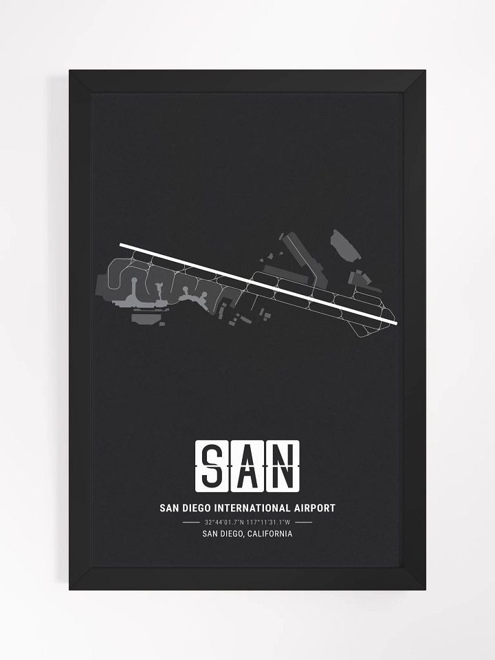 Framed Airport SAN Premium Map On Matt Paper product image (1)