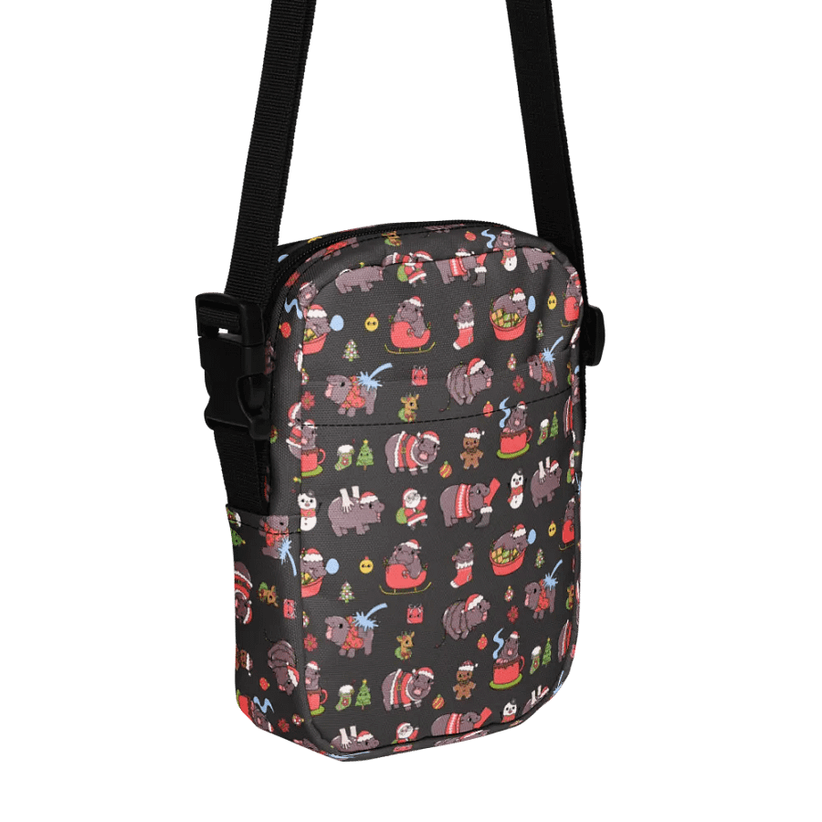 MOODENG'S BLACK CHRISTMAS UTILITY CROSSBODY BAG! product image (6)
