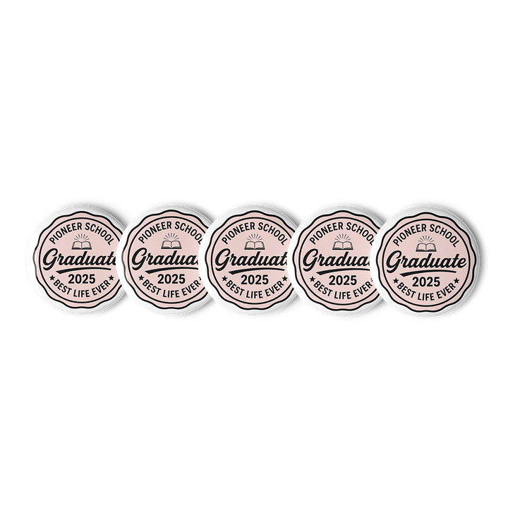 PIONEER SCHOOL GRADUATE 2025 | SET OF 5 RETRO PIN | PINK/WHITE product image (2)