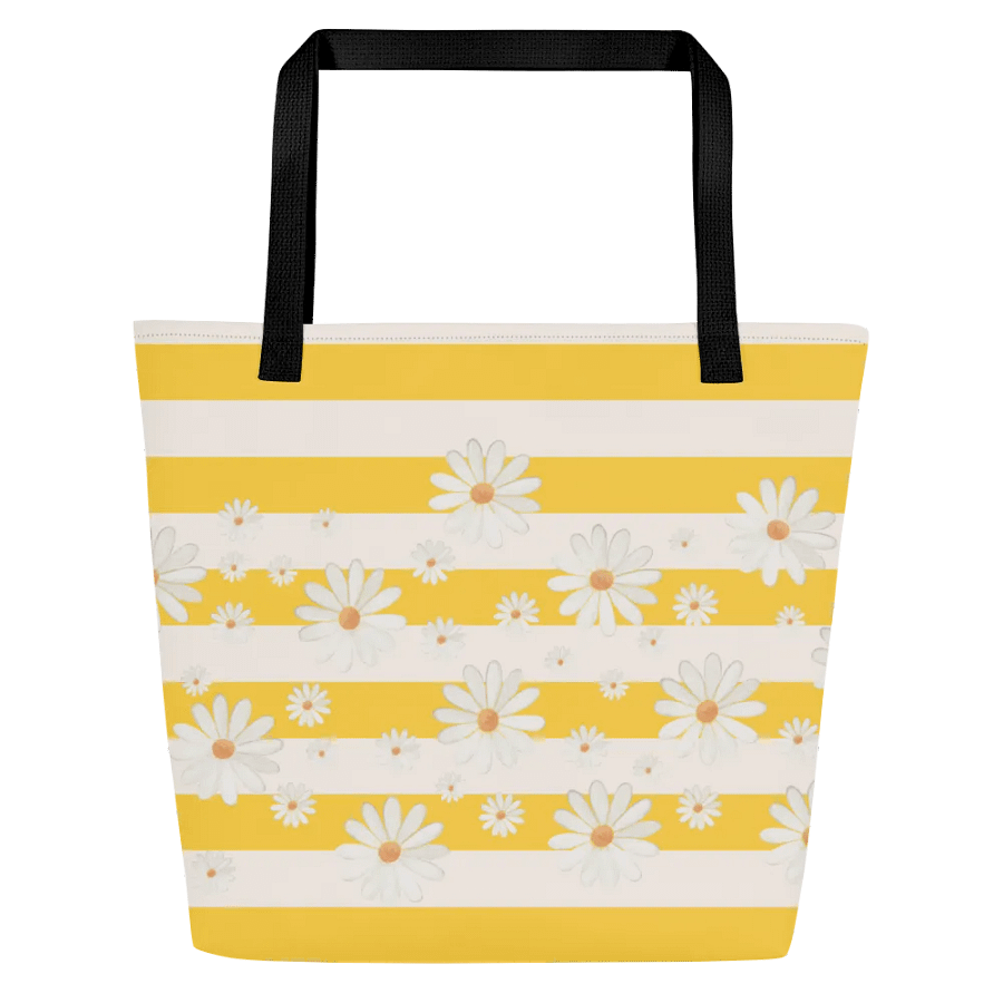 Daisy Happy Sunshine Stripes Large Tote Bag product image (1)