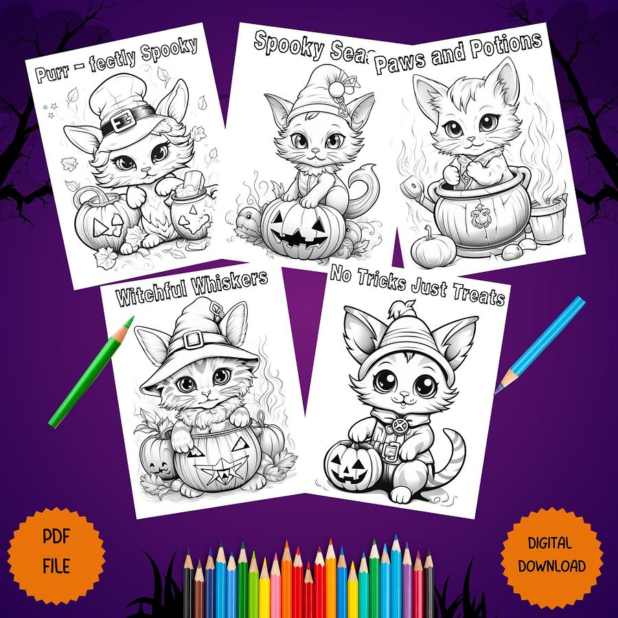 Halloween Cats Coloring Book product image (3)