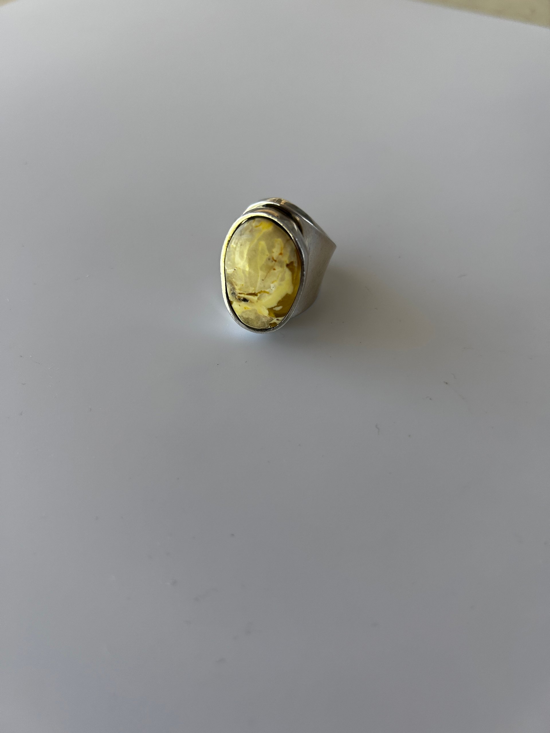 Baltic White Amber 925 Sterling Silver Adjustable Ring product image (1)