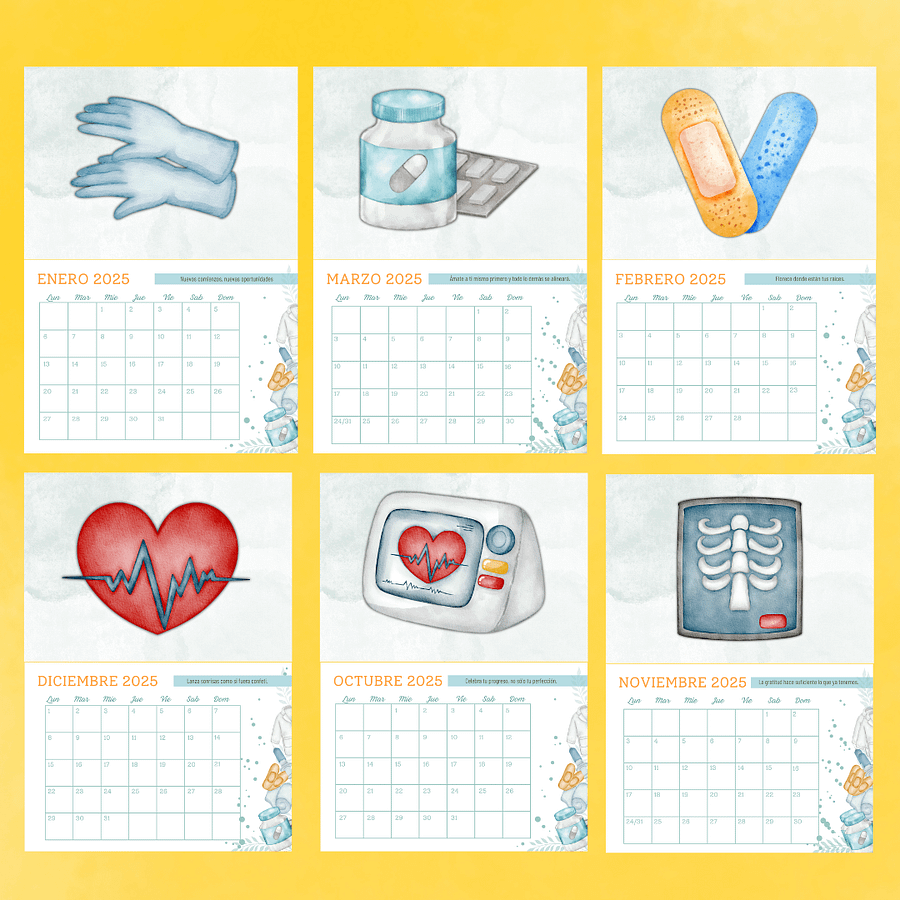 Calendario 2025, Imprimible, Enfermeras y TCAEs, A4 product image (4)
