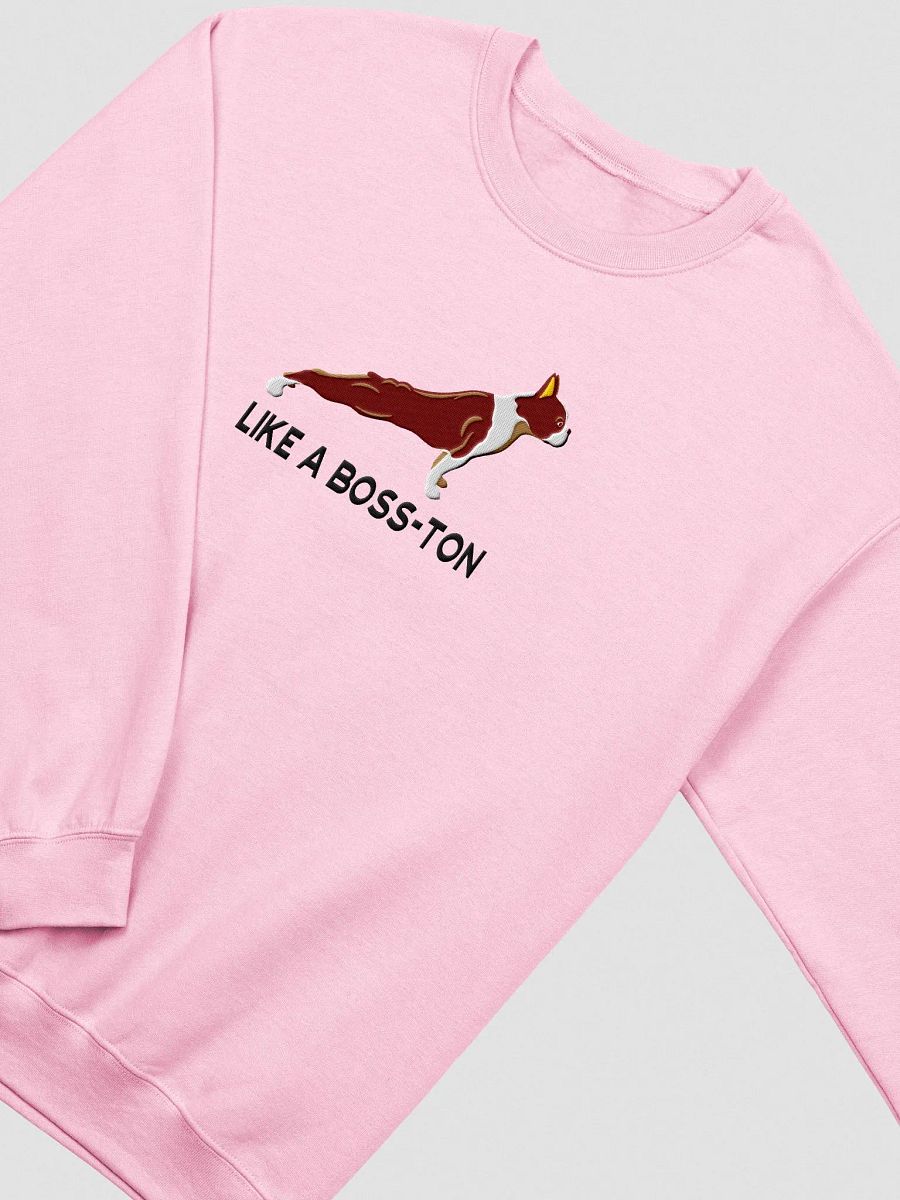 Like a Boss-ton Sweatshirt (Embroidered) of a Boston Terrier(Brown) product image (5)
