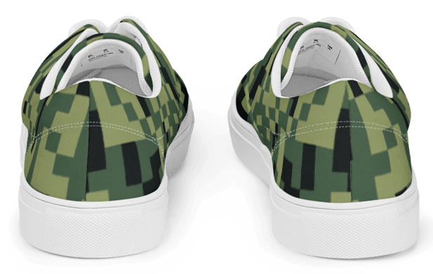 Military Green Camouflage Pixels Camo Pattern Men's Lace-Up Canvas Shoes product image (5)