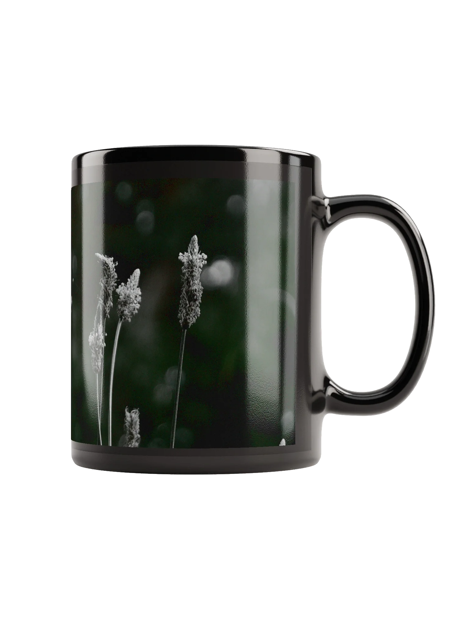 Keramiktasse schwarz - Wildblumen schwarzweiß product image (1)