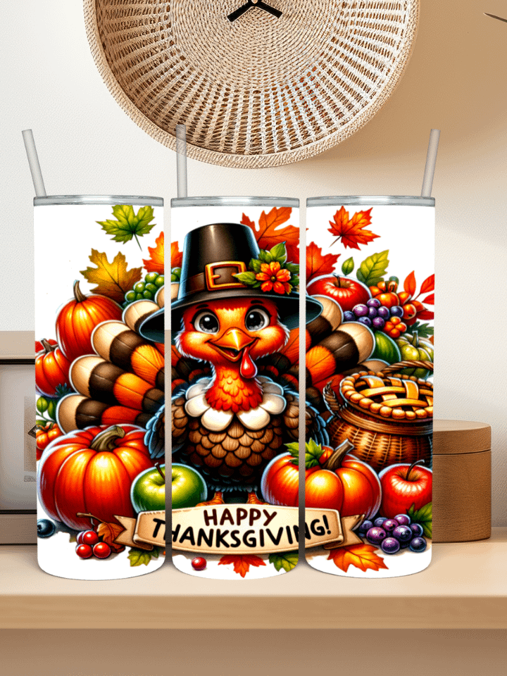 Happy Thanksgiving Turkey Festive Stainless Steel Tumbler product image (2)