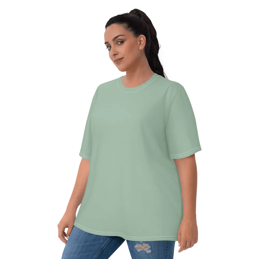 Plain Light Sage Green Soft Summer Women's Crewneck Polyester Heavyweight Premium T-Shirt by Treasure Pie product image (6)