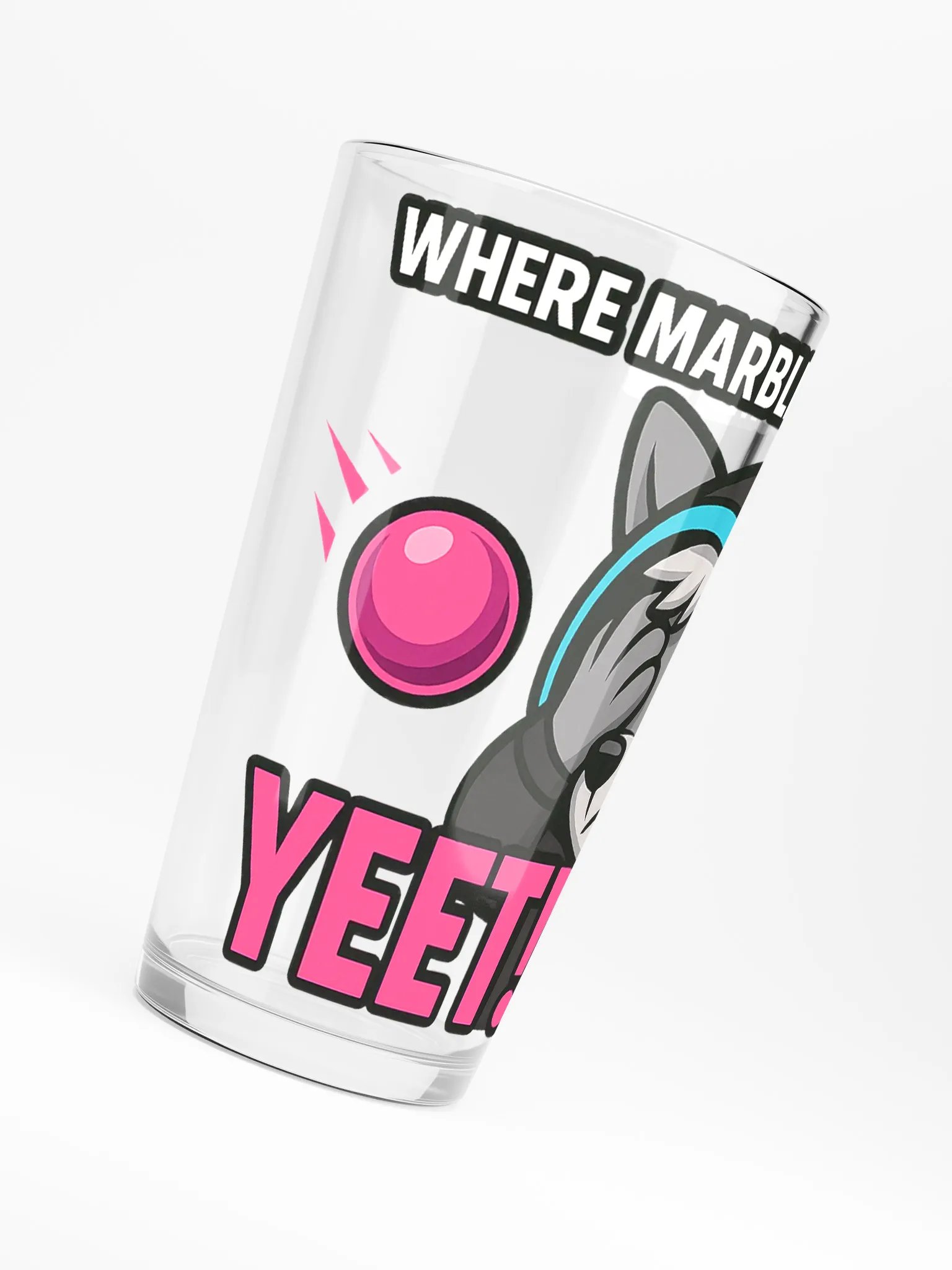 "WHERE MARBLES COME TO YEET!" PINT GLASS – Official Stream Mascot Edition product image (6)