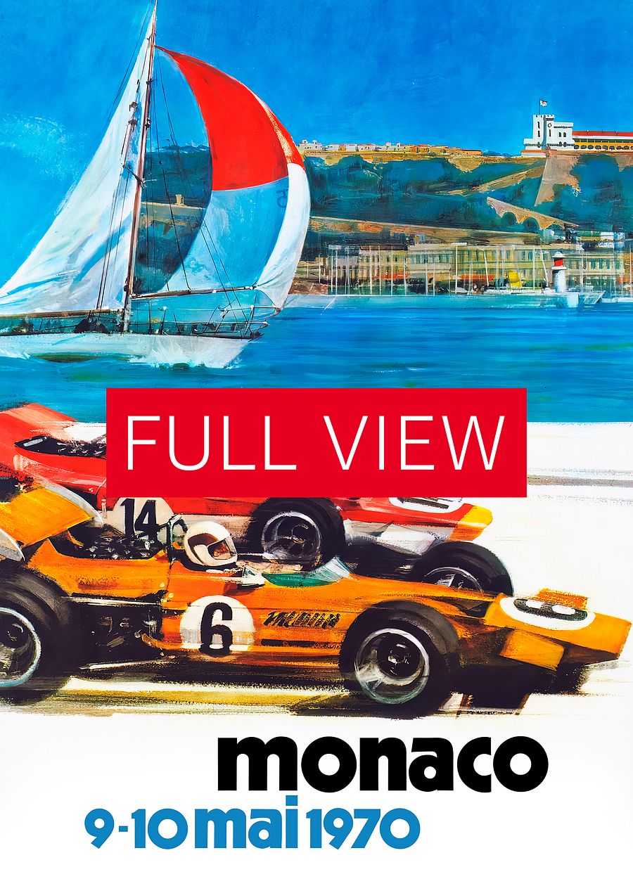 Monaco Vintage F1 Grand Prix, 1970 poster — Vintage Formula 1 poster, Monaco Grand Prix poster, retro travel poster, retro travel art product image (3)