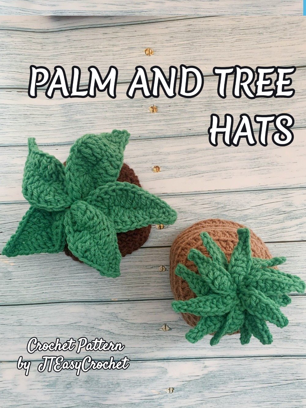 Plant Hat Crochet Patterns with Photos, 2 in 1 Tree and Palm Beanies With Leaves, PDF Instant Download product image (6)