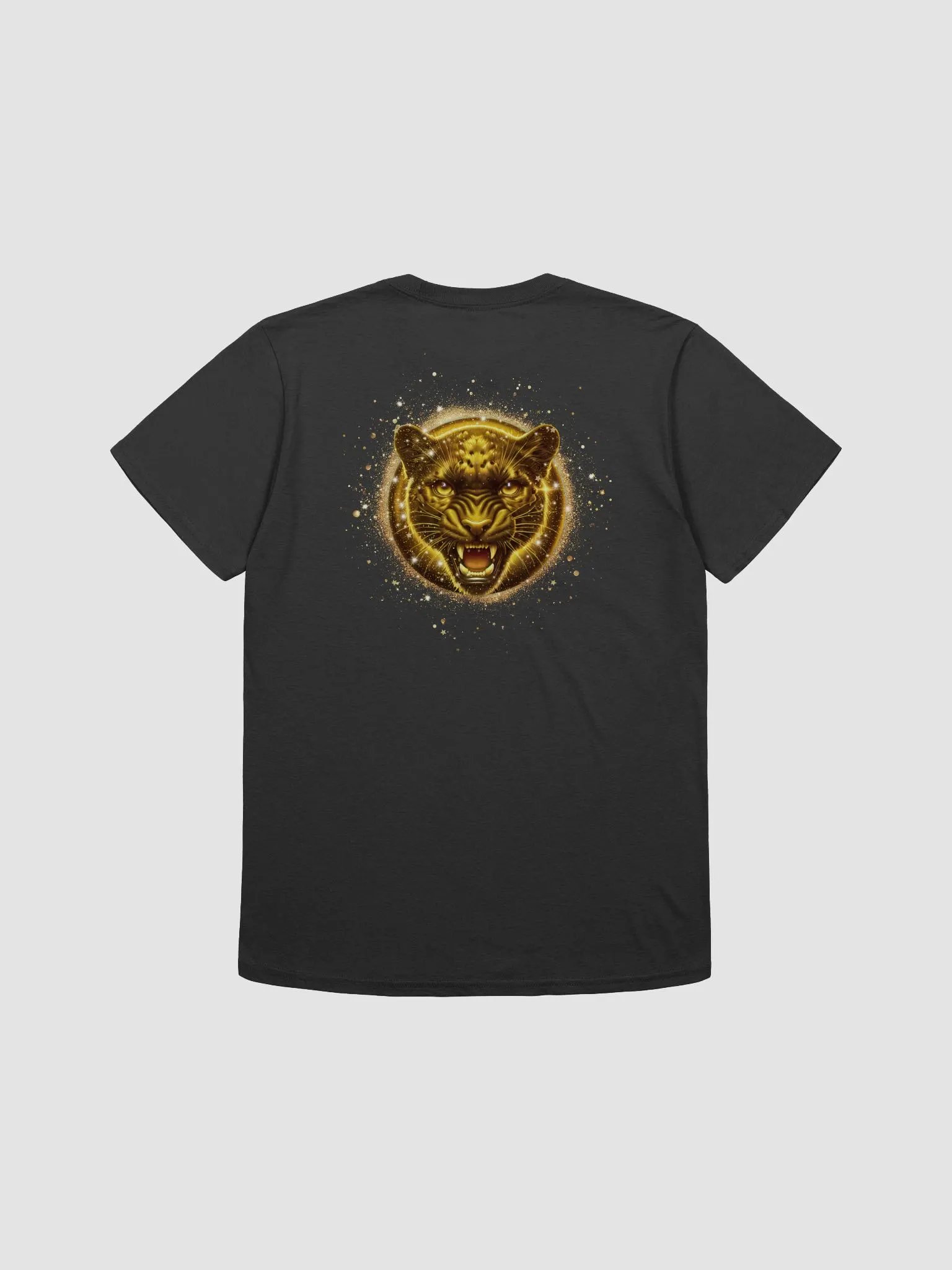 Glitter Gold Black jaguar Badge Design (Unisex Black T-Shirt) product image (2)