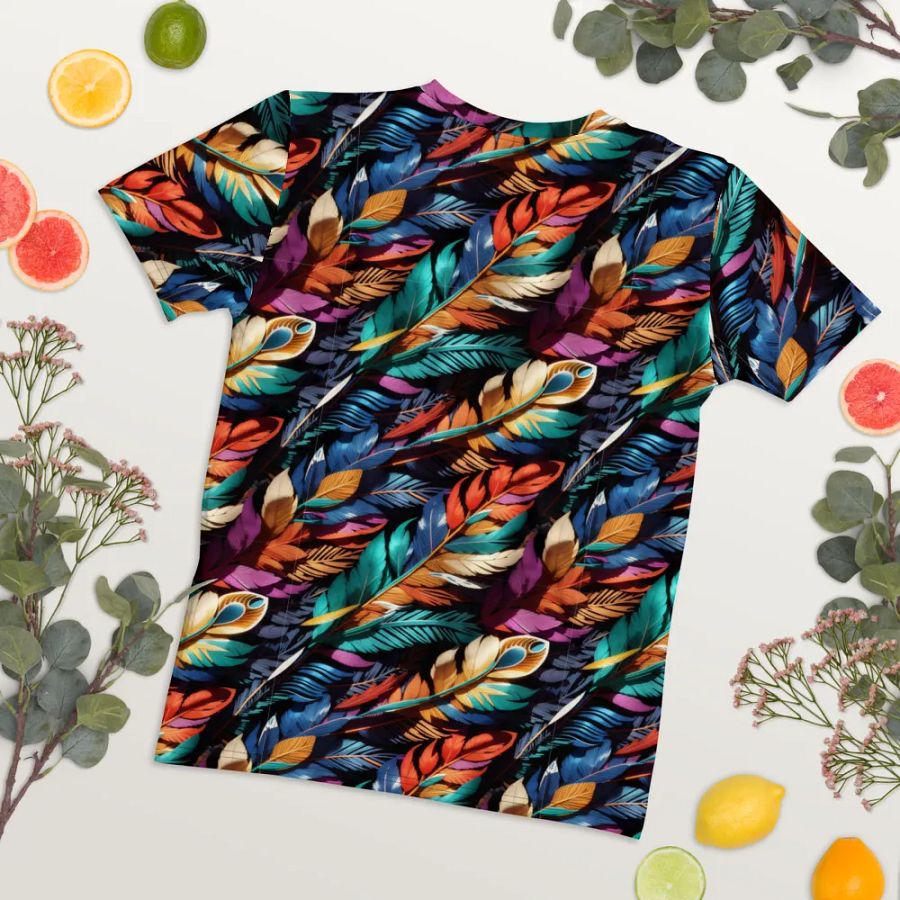 Colorful Feather Pattern All Over Print T-shirt product image (8)
