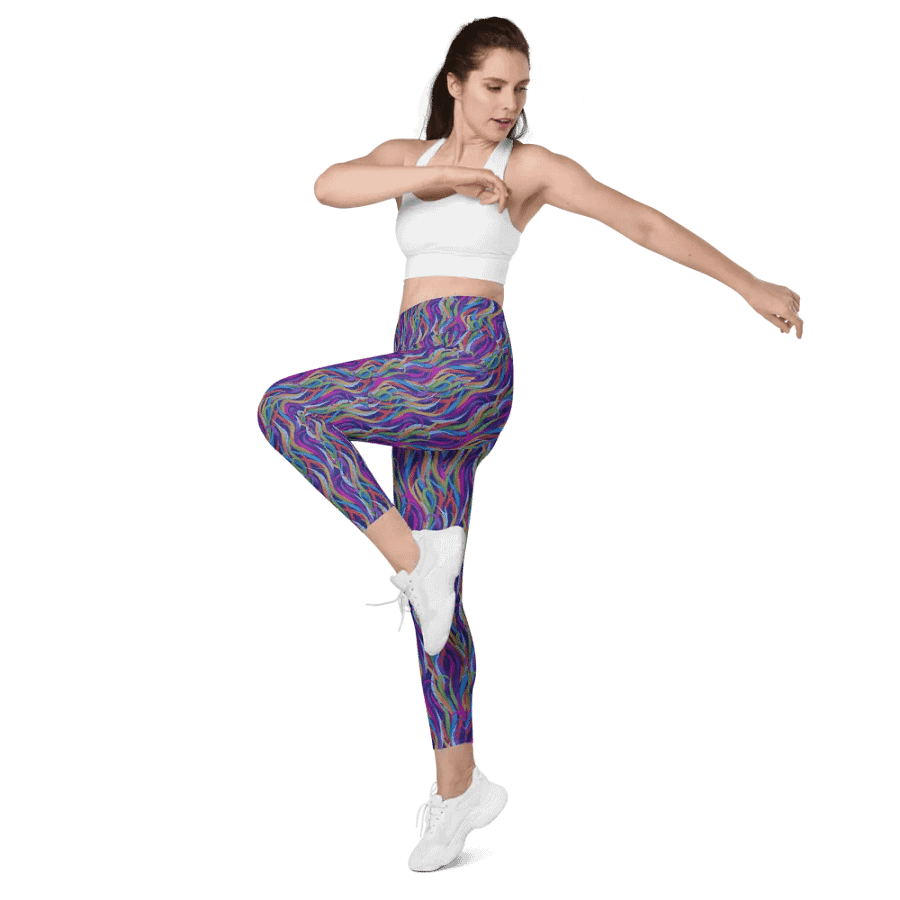 leggings with pockets in modern design with blues, pink and turquoise colors up to 6Xl size product image (11)