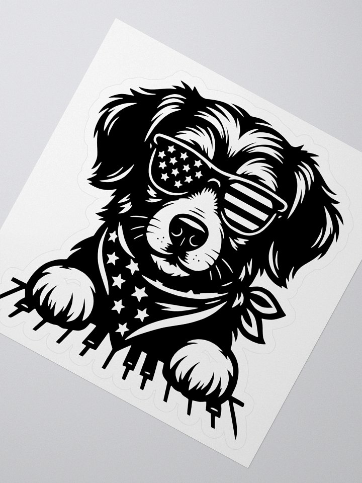 Patriotic Piano Pup in Bandana | Border Collie Sticker product image (2)